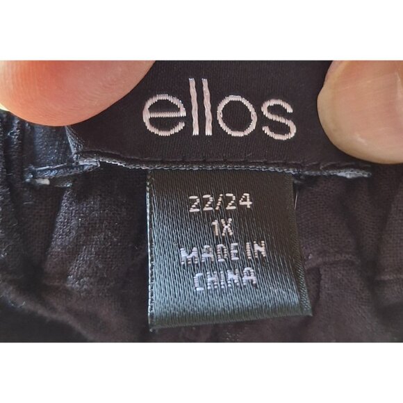 Ellos Womens Plus Size Barrel Cropped Black Wide-Leg Pants With Side Pockets 1X - Picture 6 of 8